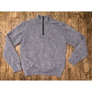 Barbour men's quarter zip 100% wool sweater grey weather comfort M